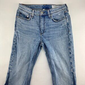 Rag & Bone Peyton Sliced Mid-Rise Bootcut Jeans Two-Toned Blue Wash